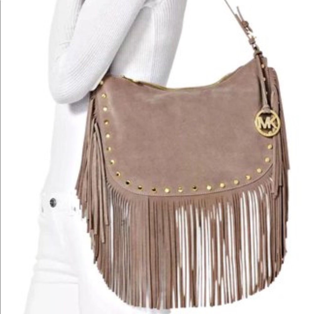 Michael Kors Dakota Fringe Handbag Dk Taupe